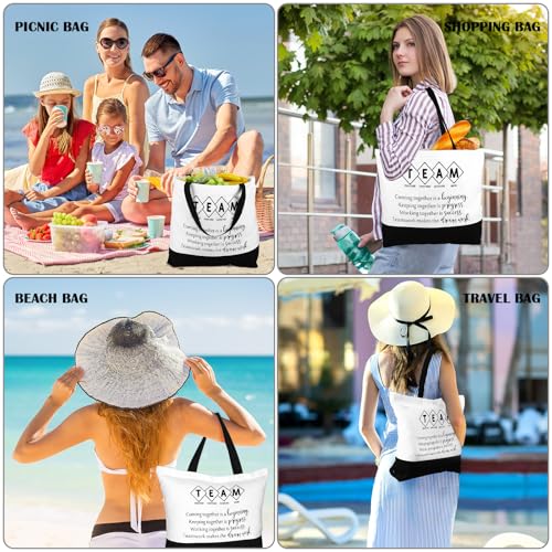 Cunno 12 Pcs Team Appreciation Bags Bulk Women Employee Gifts Team Together Canvas Tote Bag Makeup Bags for Vet Tech Coworker Nurse