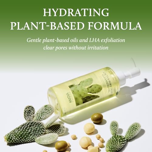 YADAH Cactus Pore Deep Cleansing Oil (6.76 Fl Oz) ? Lightweight Daily Facial Cleanser & Daily Makeup Remover with Cactus Seed Oil for Pore Purifying & Balanced Skin, Double Cleansing Korean Skincare