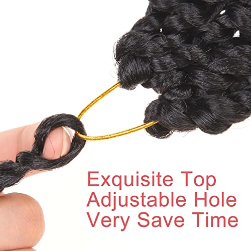 Leeven 8 Packs Passion Twist Crochet Hair 16 Inch Natural Black Bomb Pre Twisted Water Wave Crochet Braids Pre Looped Curly Bohemian Synthetic Braiding Hair Extensions for Women #1B