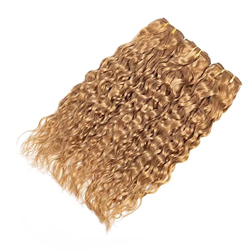 FEEL ME Brazilian Water Wave Hair 3 Bundles (18, 20, 22 inches) #27 Honey Blonde Brazilian Human Hair Weaves 8A Mink Unprocessed Virgin Water Wave Hair Extensions