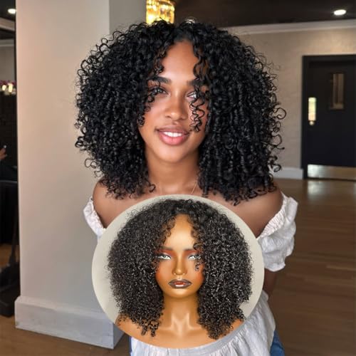 20 Inch Kinky Curly Half Wig Human Hair 200 Density Upgrade 3 In 1 Seamless Flip Over Half Drawstring Wigs Human Hair Glueless Wear And Go Beginner Friendly Glueless Wigs Human Hair For Black Women
