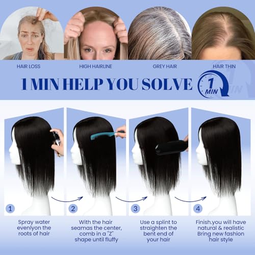 WORLDSTAR Hair Topper for Women Real Human Hair No Bangs 360¡Æ3D Coverage 6 * 7 Inch Base 16 Inch 75g #60 Platinum Blonde Top Extensions Pieces for Thinning Hairs Upgrade Lace Base (tp#60-16