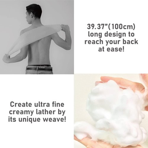 Extra Rough, Exfoliating Washcloth [Made in Japan] Exfoliating Towel Special Texture Makes Fluffy Foam Lather, Back Scrubber, Dead Skin Cell Remover [Loofah for Women and Men] (2pcs Set(Blue, Pink))