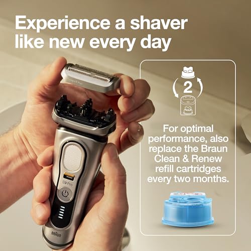 Braun Electric Shaver Head Replacement Part 94M, Compatible with Series 9 Pro and Series 9 Electric Razors for Men, Silver