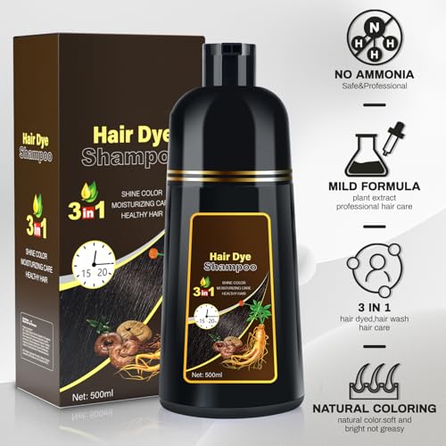 Dark Burdgundy Hair Dye Shampoo for Gray Hair Coverage 3 in 1 o Natural Herbal Hair Color for Women, Champu Con Tinte Para Canas (dark burgundy)