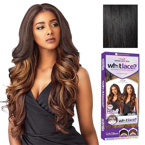Sensationnel What Lace 13X6 Wigs - Solana Lacefrontal Hand Tied Glueless Synthetic With Natural Density Preplucked Hairline (1 JETBLACK)
