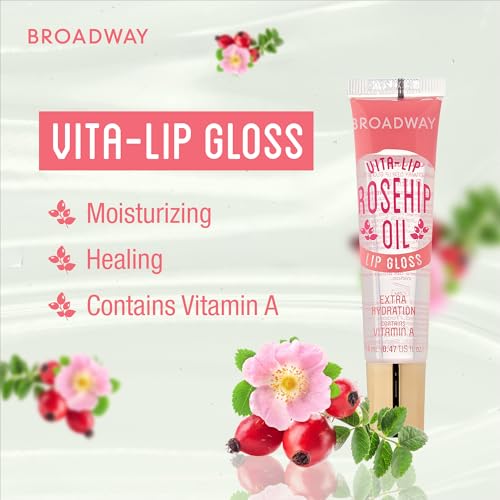 Ruby Kisses Broadway Vita-Lip Clear Lip Gloss (3 Pack Mango Butter, Rosehip, Coconut Oil), Ultra-Hydrating & Soothing Formula with Vitamin Oils, High-Shine Non-Sticky Finish, Healing Lip Balm