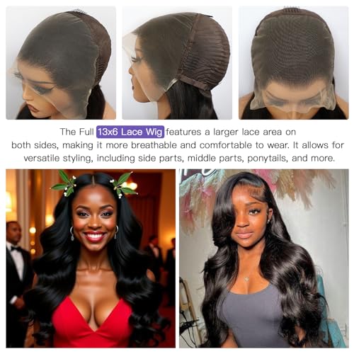 Lemoda 13x6 Full Lace Frontal Virgin Human Hair Wigs Body Wave 210% Density 15A 13x6 HD Transparent Lace Front Wigs 22inch Brazilian Body Wave Wigs