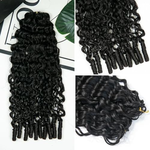 Feather Crochet Hair Extensions Lightweight Water Curly Pre Looped Crochet Human Hair Curly For Black Women Pre Separated Knotless Crochet Hair 18inch 120g