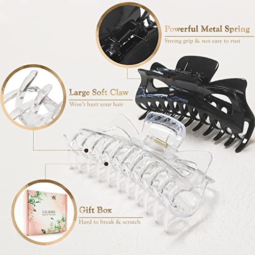 5.5¡± Large Hair Claw Clips, Big Hair Clips Enough to Hold Your Hair, Hair Clips for Women Thick Hair (Shiny-4pcs)