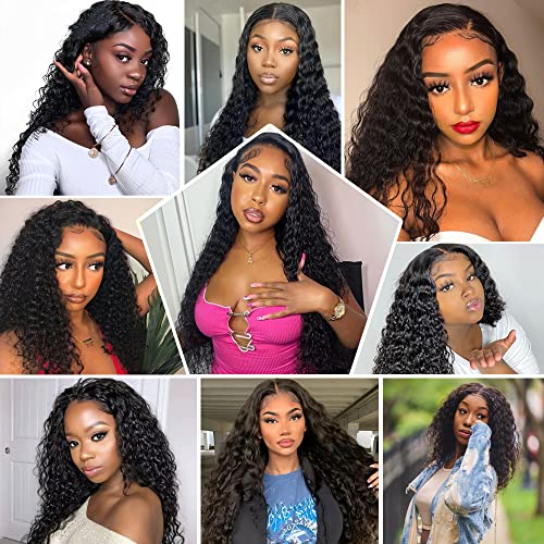 28 Inch Deep Wave Lace Front Wigs Human Hair Pre Plucked 180% Density Wet and Wavy Glueless HD Transparent Curly Lace Front wigs Human hair with Baby Hair 13x4 Lace Frontal Wigs for Women