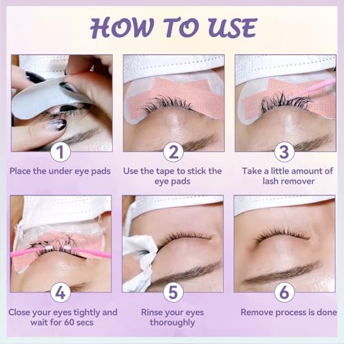 Eyelash Remover for Extensions 10g, Eyelash Extension Remover Rose Scent, Lash Remover for Lash Extensions with Eye Pads, Non-Irritating, No Residual Fast Remover Kit