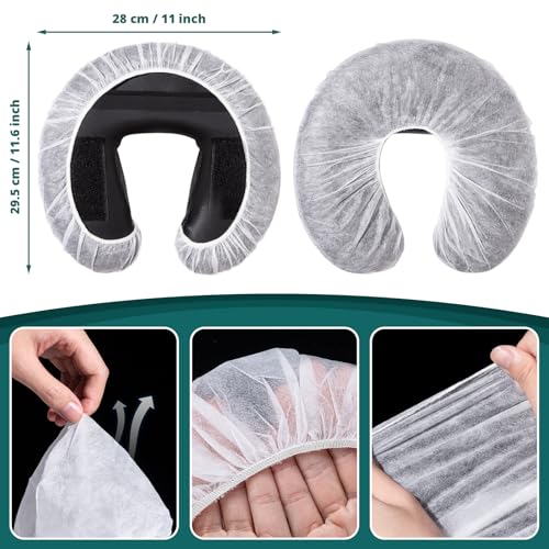 Noverlife 100PCS Disposable Fitted Face Cradle Covers, Non-woven Ultra Soft Massage Face Covers Headrest Covers for Massage Tables & Massage Chairs, Universal Size Beauty Salon SPA Face Rest Covers
