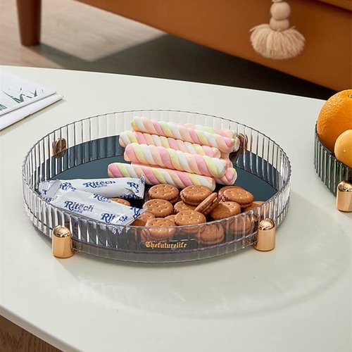 Makeup Perfume Organizer, 360° Rotating Skincare Organizer, Vanity Tray, Spinning Cosmetics Organizer for Dresser, Vanity, Bathroom Countertop, Clear