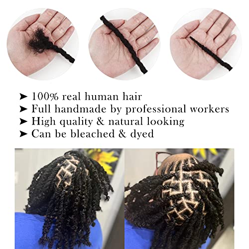 Orientfashion 8inch Textured loc Extensions Human Hair Curly Ends 0.8cm Thickness Full Hand-made Permanent Dreadlock Extensions Human Hair for Women/Men(8inch 70strands, 0.8cm Natural black)