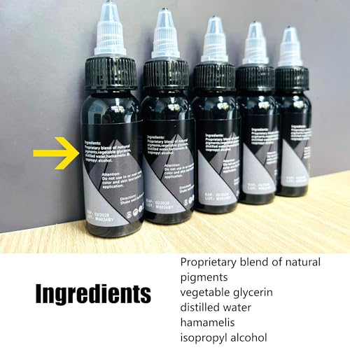 Mummy Greywash Tattoo Ink Set - 5 Bottles (1 oz Each) Includes: 20, 40, 60 Greywash, Triple Black