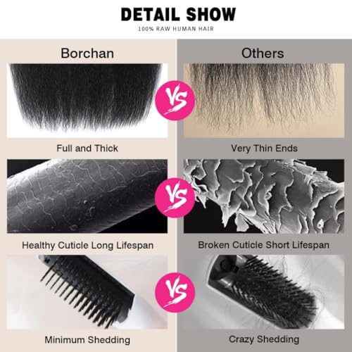 Borchan Kinky Straight Bundles 20 22 24 26 Inches 100% Unprocessed Brazilian Virgin Hair Weft Yaki Straight Human Hair Bundles Sew in Human Hair Weave Natural Black for Women