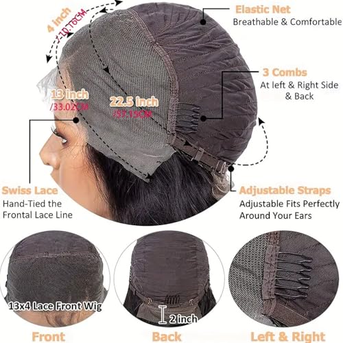 Short Bob Wig Human Hair 13x4 Straight Hd Lace Front Wigs Human Hair 200 Density Black Glueless Wigs Human Hair Pre Plucked Short Bob Wigs for Women 12 Inch