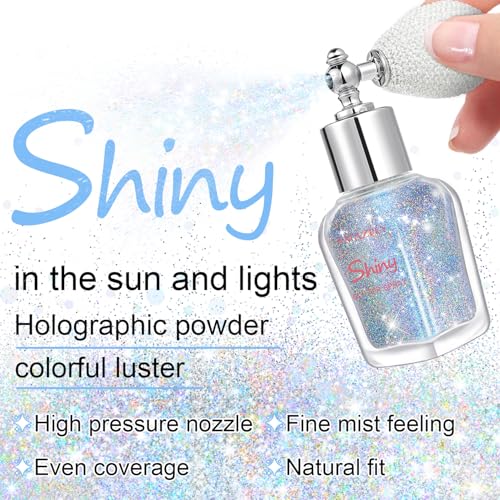 Hair and Body Glitter Spray, Shimmering Powder Sparkle Powder Makeup, Glitter Loose Sparkle Makeup for Body Highlighter,Festival Prom Rave Accessories (Glint-Rainbow)