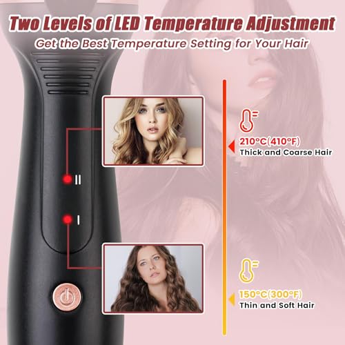 Triple Barrel Curling Wand - Fast Heating, 2-LED Temp Control, Auto Shut-Off, Beachy Waves & Mermaid Crimper Style, Mother's Day Gift