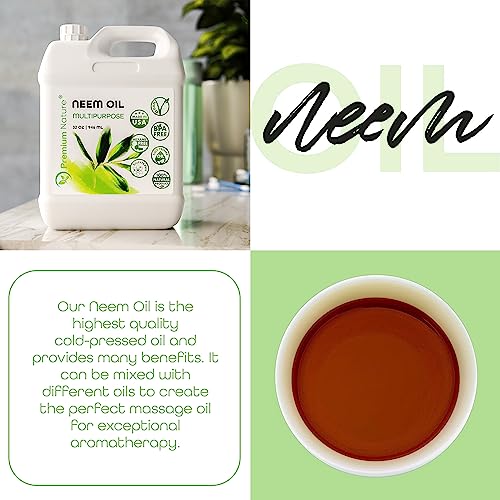Organic Neem Oil for Skin and Hair Need Oil 100% Pure Cold Pressed for Essential Oil Mixing Neem Oils for Plants Neem Cake Massage Oil Neems Spray for Indoor Plants 32 oz