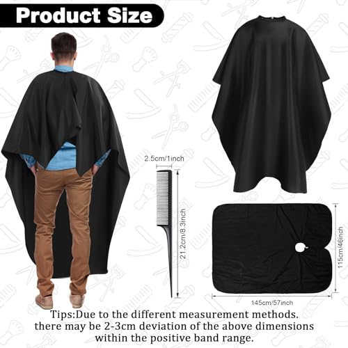NICEMOVIC Hair Cutting Cape with Hair Combs, Barber Cape Haircut Cape, Professional Barber Accessories Haircut Salon Supplies for Men Women (Black)