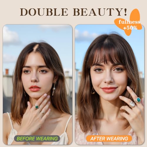 Human Hair Toppers for Women, 150% Density Hair Topper with Bang, No Tangle & Smooth, Upgrade 7x13cm Silk Base, 16 Inch #02 Dark Brown