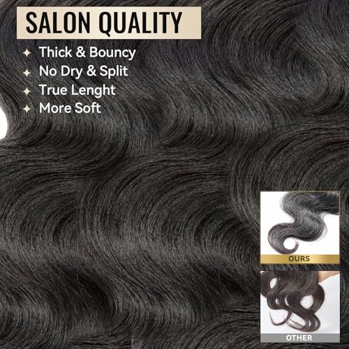 WEQUEEN Bundles Human Hair Body Wave 16A Brazilian Virgin Hair Bundles 20 Inch Thick Weave Natural Black