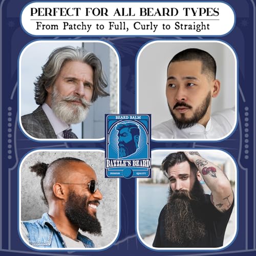 Bazzle's Beard Balm ? Gentle Hold & Soft Texture Beard Growth Kit for Men Infused with Shea, Jojoba & Biotin for Healthy Hair Growth & Hydration, Ideal Mustache Care Product for Nourishing Facial Hair