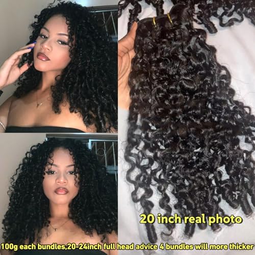YMS 3C4A Burmese Curly Human Hair Bundles 18 Inch 16A Curly Bundles Human Hair Unprocessed Burmese Raw Hair Extension Real Human Hair Natural Color Spiral Curly End Real Hair Weft Extensions
