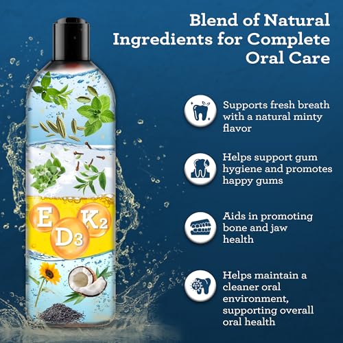 GuruNanda Advanced Oil Pulling Mouthwash for Enhanced Oral Care with Sesame & Oregano Oil, Promotes Deep Cleaning for Healthy Teeth & Gums, with Toothbrushes & Tongue Scrapers, Alcohol-Free, 3X8 Oz