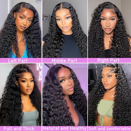 soHygge 32 Inch Deep Wave Lace Front Wigs Human Hair for Women 13x6 HD Lace Frontal Wigs Human Hair Pre Plucked Deep Curly Glueless Wigs 200% Density with Baby Hair