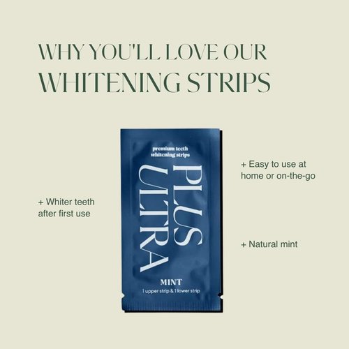 Plus Ultra Mint Flavored Teeth Whitening Strips | Eco-Friendly, Vegan Stain Remover Whitening Strips for Coffee, Wine, Soda | 14 Day Treatment | Formulated for Sensitive Teeth