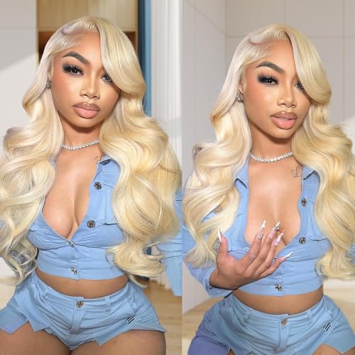 613 Glueless Pre Plucked Wigs 180% Density Wear & Go HD Body Wave Lace Front Wigs 6x4, 24in, Human Hair for Women
