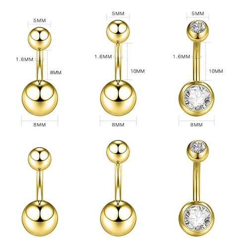 Xpircn 80Pcs Piercing Kit 316L Stainless Steel Belly Button Ring Ear Nose Septum Piercing Jewelry 20G 18G 16G 14G 12G Piercing Tools with Clamps Gloves for Body Piercing