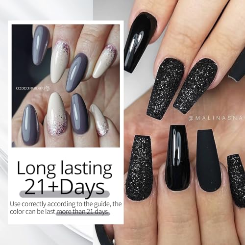UR SUGAR Black White Gel Nail Polish Set, 6 Colors Black White Grey Gel Polish Black Glitter Sliver Glitter Nail Polish Set for All Seasons Soak Off Gel Nail Manicure Gifts Set for Women