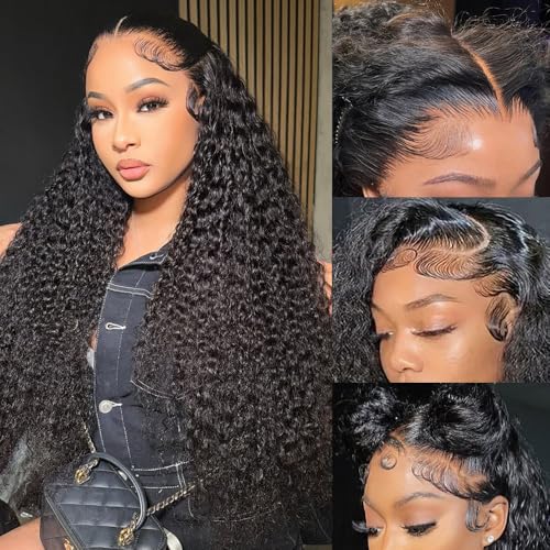 Deep Wave Lace Front Wig Human Hair 13x6 HD Lace Front Wigs Human Hair Pre Plucked 200 Density Deep Curly Human Hair Wigs with Baby Hair 20 Inch