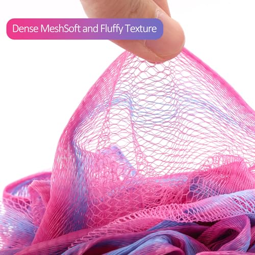 BTYMS 4 Pieces Shower Loofahs Bath Sponges 60g Bath Scrunchies Mesh Pouf Exfoliating Loofa for Body Washing
