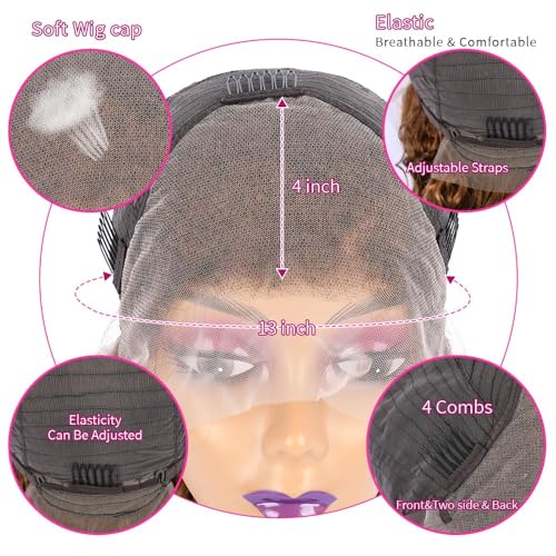 Chesma 30 Inch Highlight Ombre Lace Front Wig Human Hair 13x4 HD Honey Blonde 4/27 Deep Wave Lace Frontal Wig Glueless Wig 180 Density