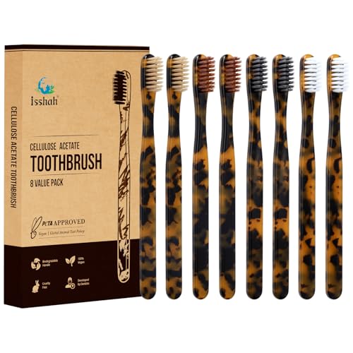 Biodegradable Eco-Friendly Cellulose Acetate Toothbrushes - 8 Count