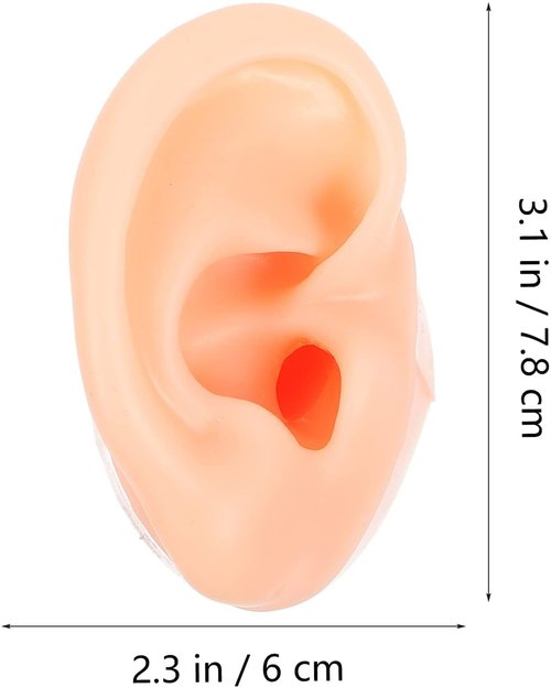 Soft Silicone Nose Model Body Part Displays for Practicing Piercing Suture Acupuncture Rubber Flexible Model for Jewelry Display Teaching Instructions (Ear)