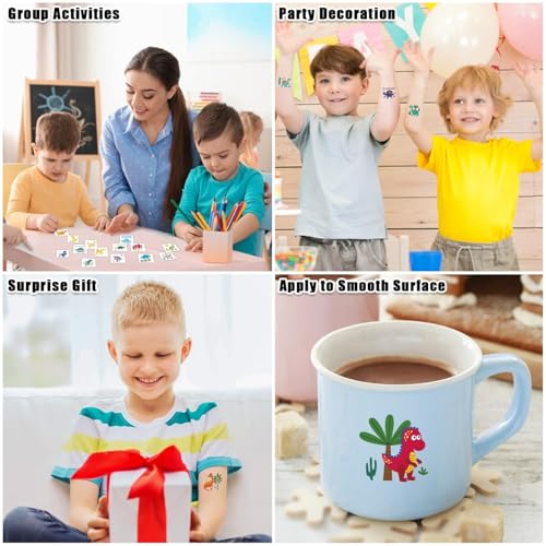 Partywind Dinosaur Kids Tattoos for Party Supplies, Individually Wrapped Cut Tattoos for Dinosaur Birthday Party Decorations Favors, Goodie Bag Stuffers Toys for Boys and Girls (50 Styles)