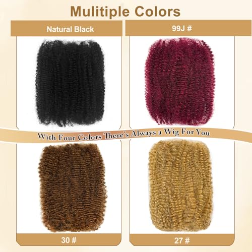 8 Inch Human Braiding Hair Afro Kinkys Bulk Human Hair for Dreadlocks Extensions Repair Locs Soft Locs1 Bundle 40 Gram (8Inch, 99j)