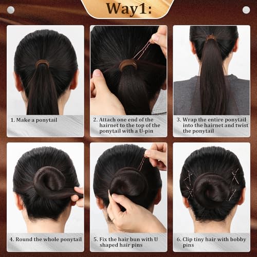 Dance Hair Accessories Kit, Dance Stuff with 100 U-shaped Pins, 50 Bobby Pins, 100 Elastic Rubber Bands, 8 Invisible Hair Nets,2 Hair Ties for Ballet Bun,Dance Competitions,Brown