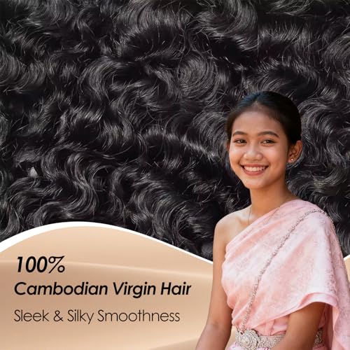 Lynch 15A Burmese Curly Bundles Human Hair, 16 18 20 Inch 3 Bundles 3C4A Water Wave Quick Weave with Spiral Curly End, 100% Unprocessed Kinky Curly Raw Human Hair Extensions for Women Natural Black