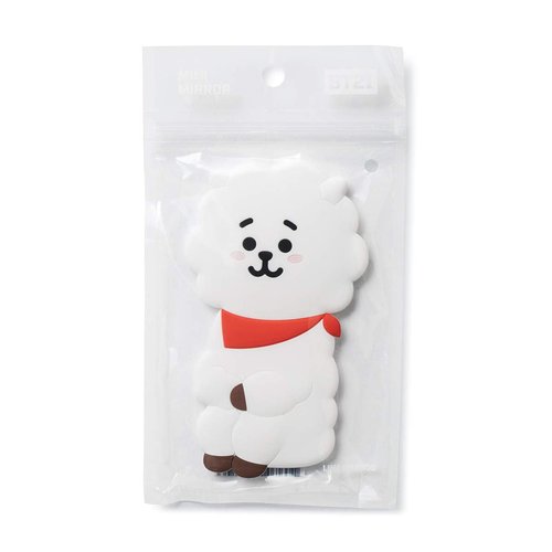 BT21 RJ Character Small Mini Travel Handheld Hand Mirror for Women and Girls, White