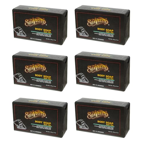 Suavecito Body & Hand Soap Bars Moisturizing With Masculine Tiki Rum Fragrance 6 oz 6 Pack