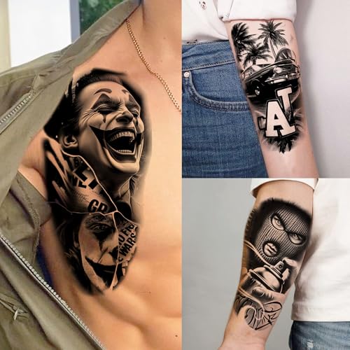 74 Sheets Chicano Jesus Christ God Temporary Tattoos For Men Women Adults Arm Cholo, Guadalupe Half Arm Sleeve Fake Tattoo Sticker Mexico West Coast Culture, Temp Chicana Prison Halloween Tattoo Chola