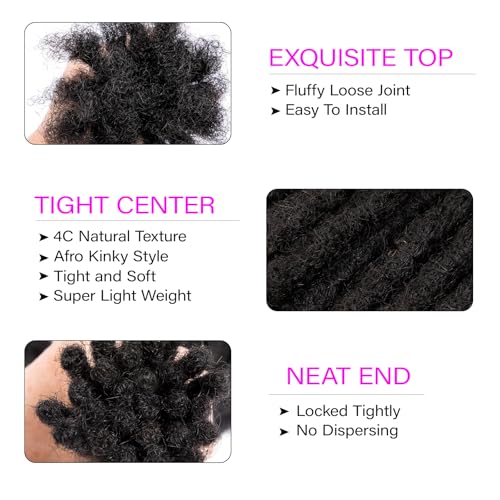 0.2 cm Width 10 Inch 100 Strands Human Hair Loc Extensions, Natural Black 100% Full Handmade Permanent Real Human Hair Dreadlock Extensions for Women/Men/Kids Can Be Dyed Bleached Curled Twisted