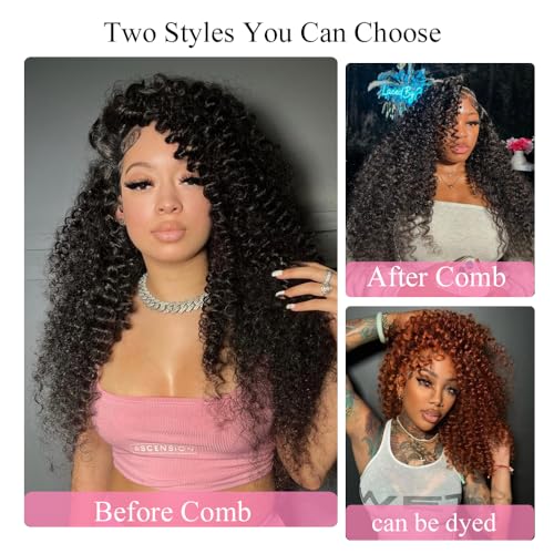 BVH Deep Wave Lace Front Wigs Human Hair Pre Plucked 13x6 HD Transparent Lace Frontal Wigs Human Hair 200% Density (Black, 26IN)